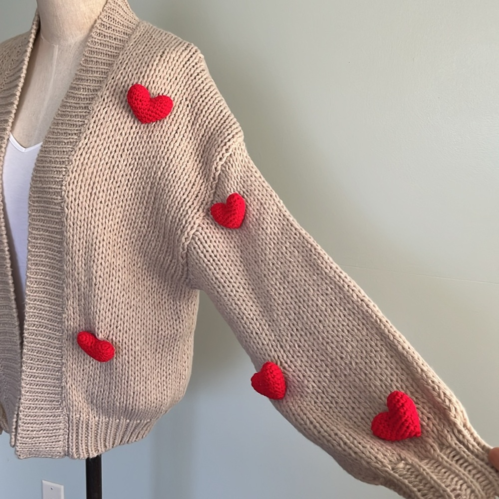 Anthropology Maeve Susanna 3D Heard Tan Cardigan Seeater - Picture 5 of 11